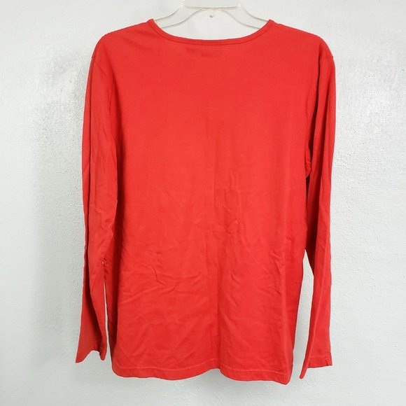 Collections Etc Women's Red Henley Christmas Tree Long Sleeve Shirt Top Blouse - Picture 7 of 11